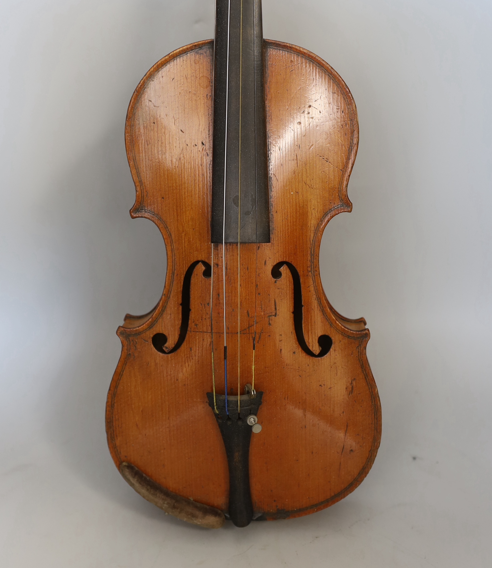 A half size French violin, cased, 51cm long